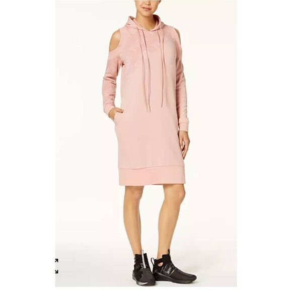 Puma Peach Women's Cold Shoulder Hoodie Dress Size Small Petite - Picture 9 of 9